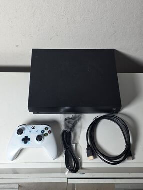 Xbox One X 1 TB Black Console with White Wireless Controller and Cables